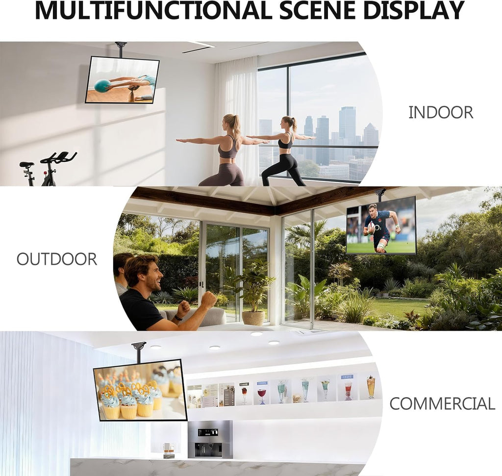 WALI Ceiling TV Mount - Adjustable Bracket for 26-65 Inch 4K TVs | Supports Up to 110 lbs, Black