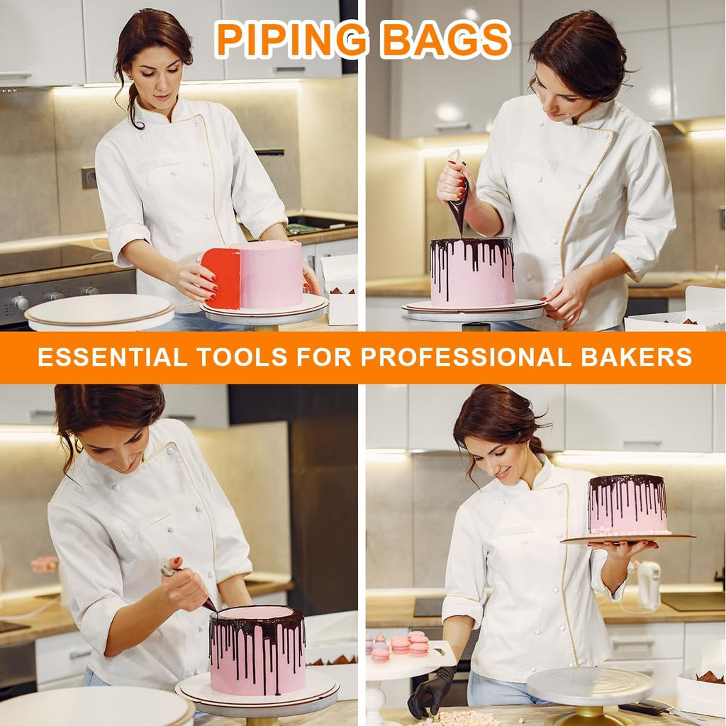 Skiennix Piping Bags - 50pcs 12 Inch Anti-Burst Disposable Pastry Bags | Non-Slip for Cake & Cookie Decorating