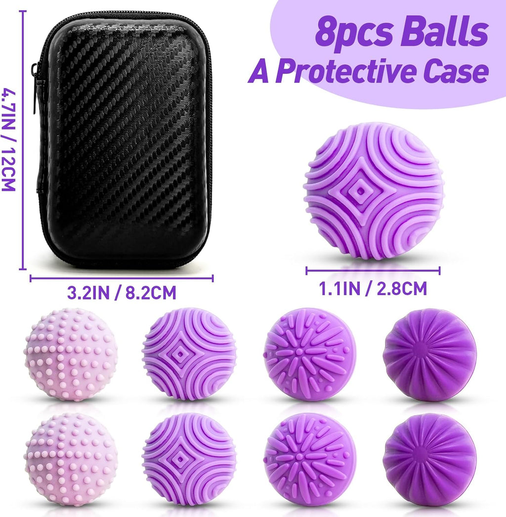 Skiennix Fidget Toys - Magnetic Stress Balls for Adults & Teens | 8 Silicone Stress Relief Toys with 4 Textures & Organizer Box (Lavender)