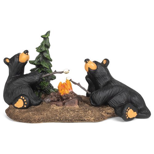 DEMDACO Bearfoots by Jeff Fleming Campfire Memories Black Bear 4.5 x 8 Hand-cast Resin Tabletop Figurine Sculpture