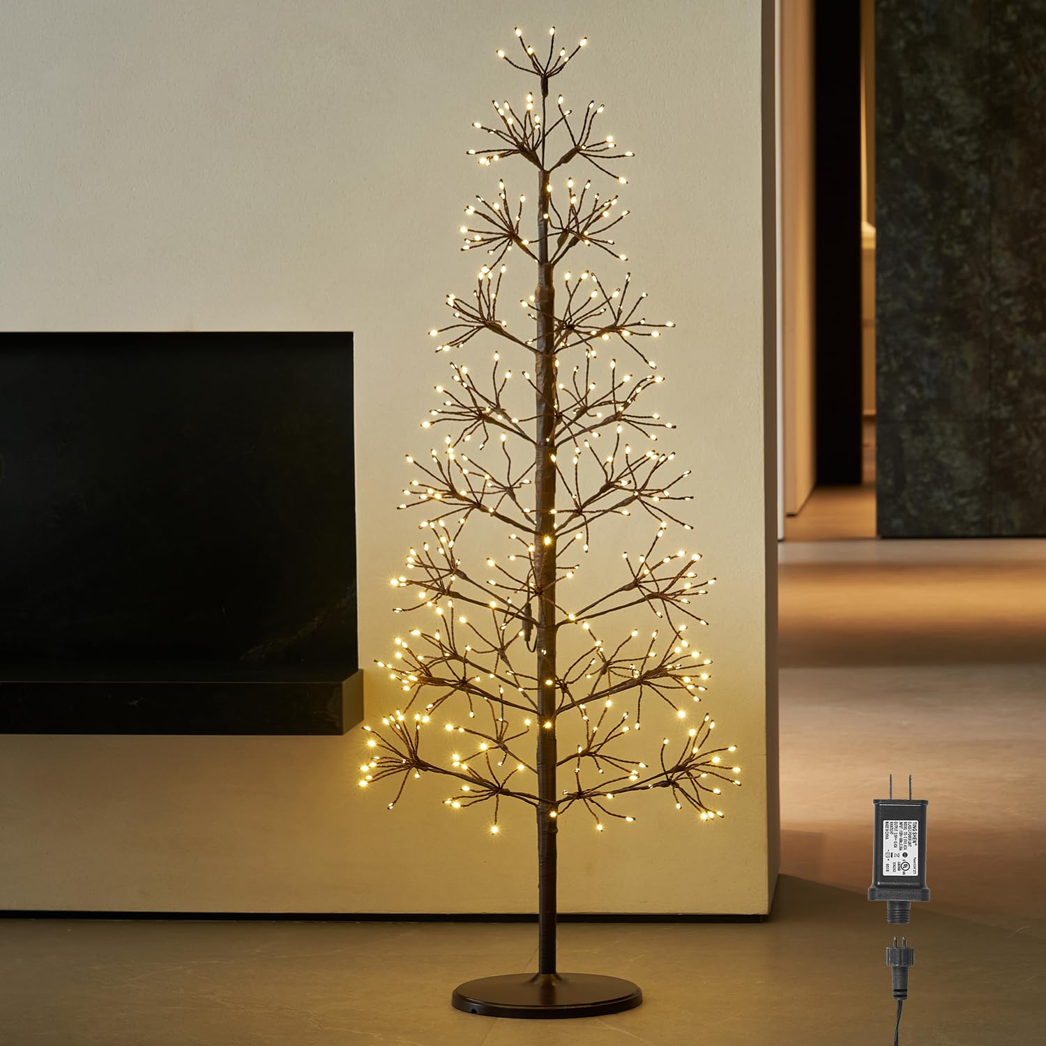 Hairui Lighted Brown Starburst Tree with 368L Warm White Fairy Lights 4FT, Twig Tree with Lights for Indoor Outdoor Home Christmas Winter Holidays Party Decoration