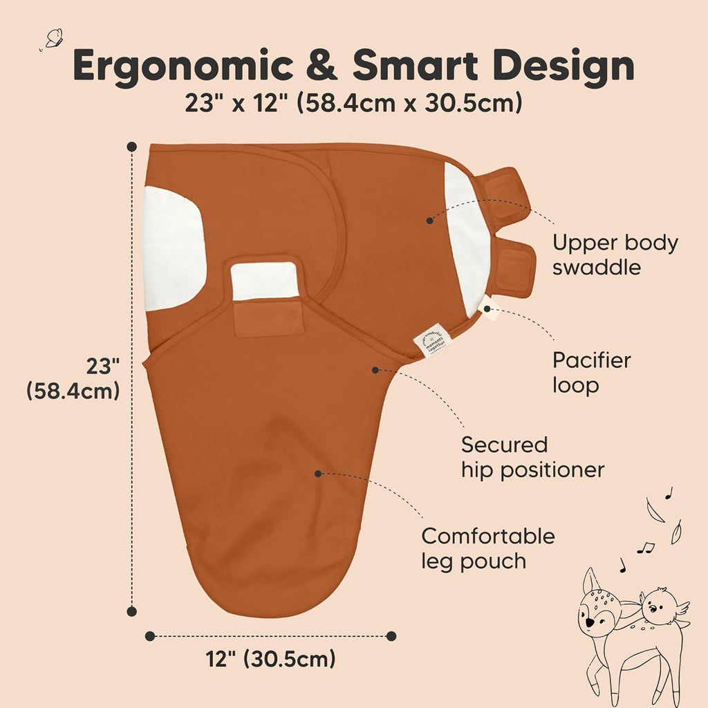 Organic Baby Swaddle Sleep Sacks by [Brand Name] - Soft & Snug for Newborns 0-3 Months | 3-Pack in Terracotta