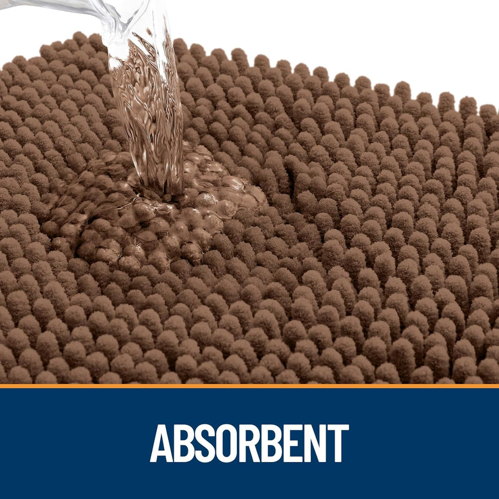 OLANLY Dog Door Mat - Absorbent Non-Slip Washable Chenille Mat for Muddy Paws | 44x32 Mocha Color