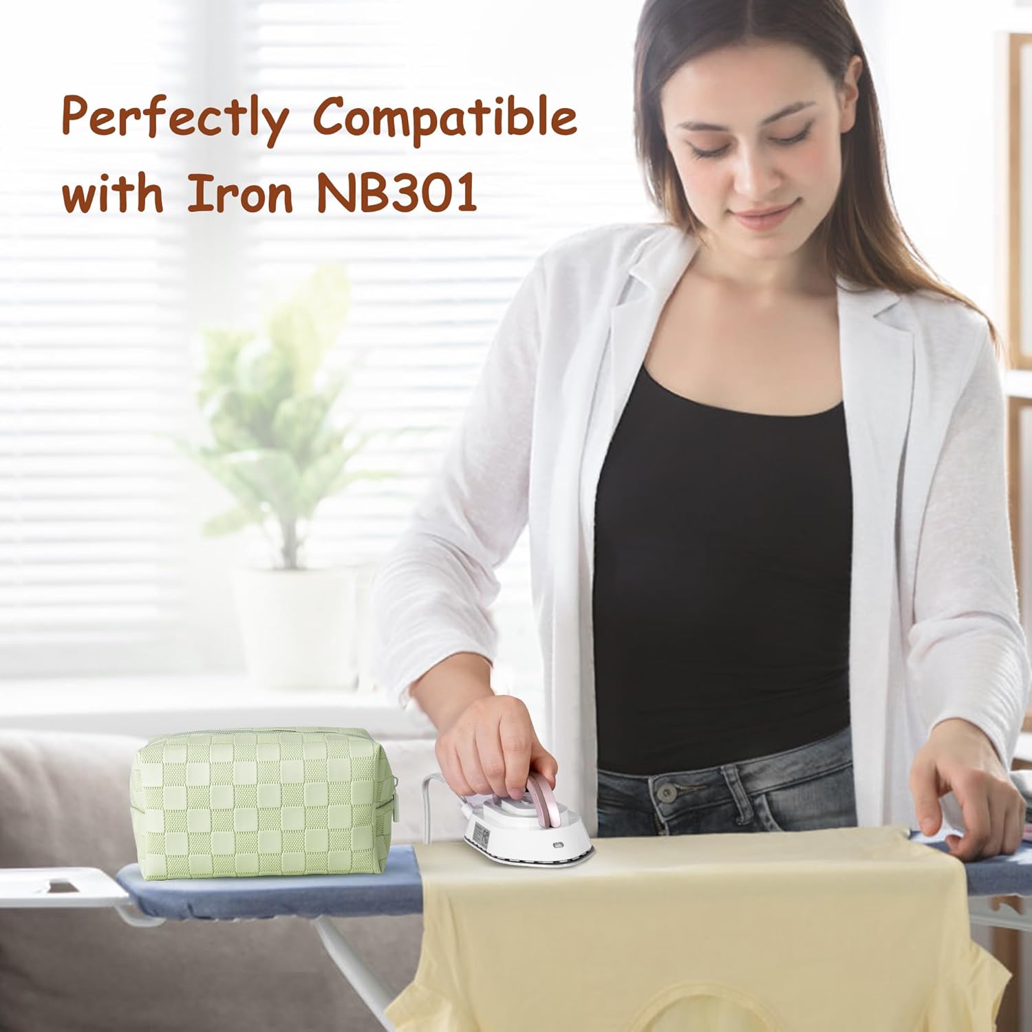 Newbealer Travel Storage Bag - Portable Waterproof Zipper Pouch for NB301 Iron | Lightweight Organizer in Stylish Green