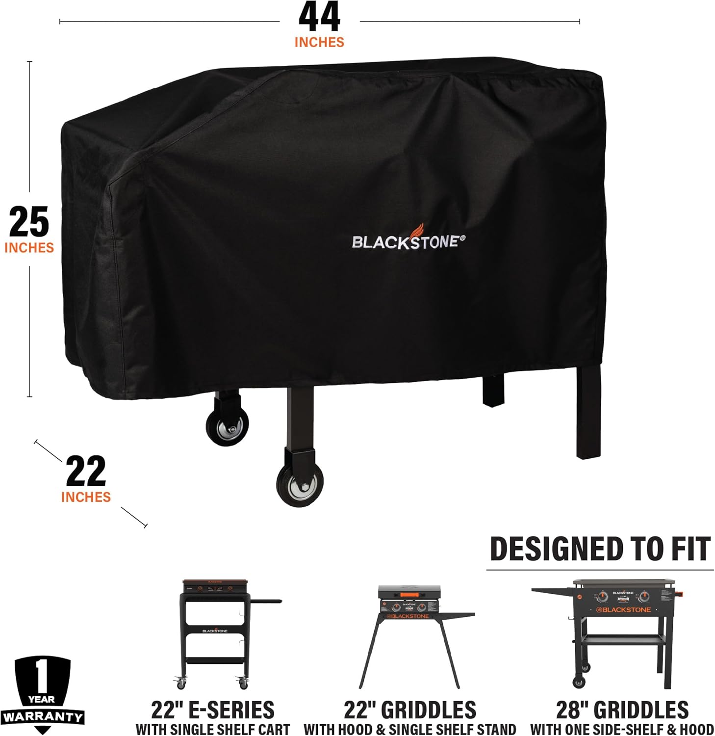 Blackstone 28” Single Shelf Griddle Cover - Durable 600D Polyester, Sleek Black Design