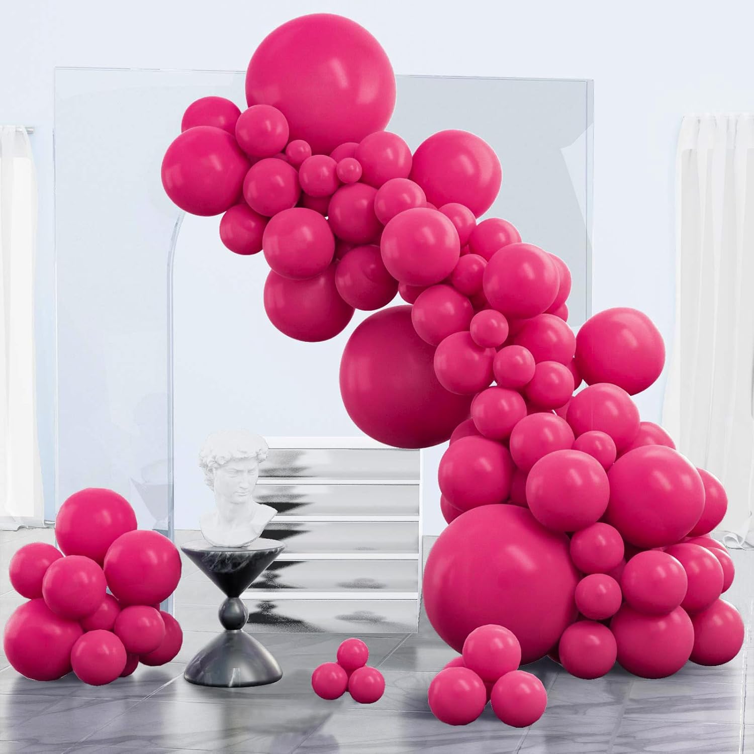 PartyWoo Hot Pink Balloon Arch Kit - 85 Pcs in Various Sizes for Baby Showers, Weddings & Birthdays | Fuchsia Decor