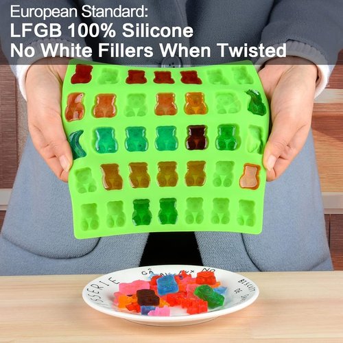 CAKETIME Gummy Bear Molds - 1 Inch Silicone Candy Molds | 4 Pack, LFGB Approved, Food Grade Quality