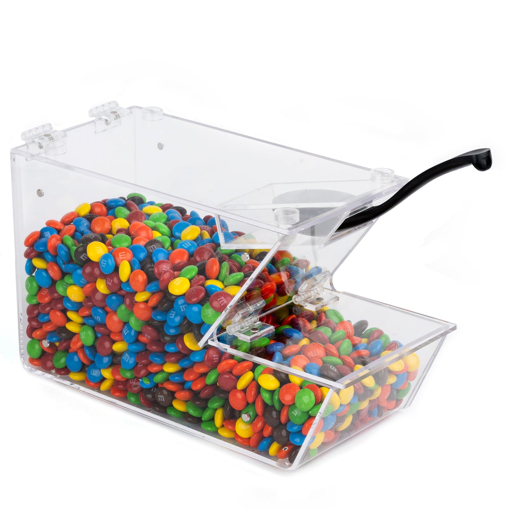 IneVibe Candy Bin Topping Dispenser - Acrylic Bulk Sprinkle Container w/Scoop, Stackable & Magnetic for Multiple Holders on Shelf - Commercial Setting for Cereal, Nuts, Candies & Snack Food Storage