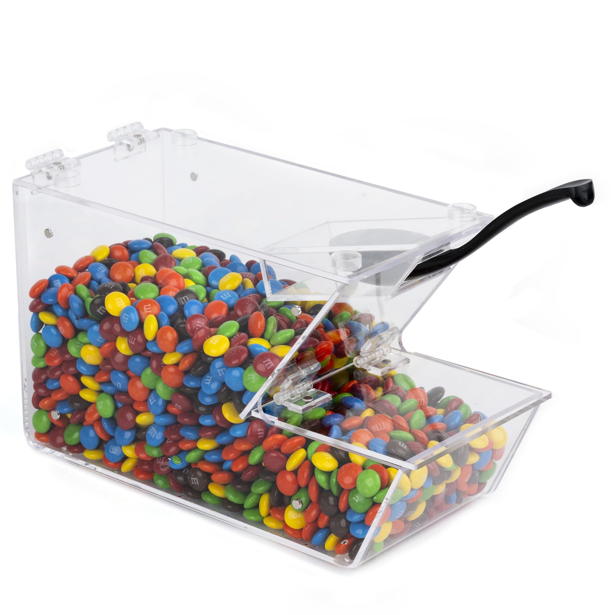 IneVibe Candy Bin Topping Dispenser - Acrylic Bulk Sprinkle Container w/Scoop, Stackable & Magnetic for Multiple Holders on Shelf - Commercial Setting for Cereal, Nuts, Candies & Snack Food Storage