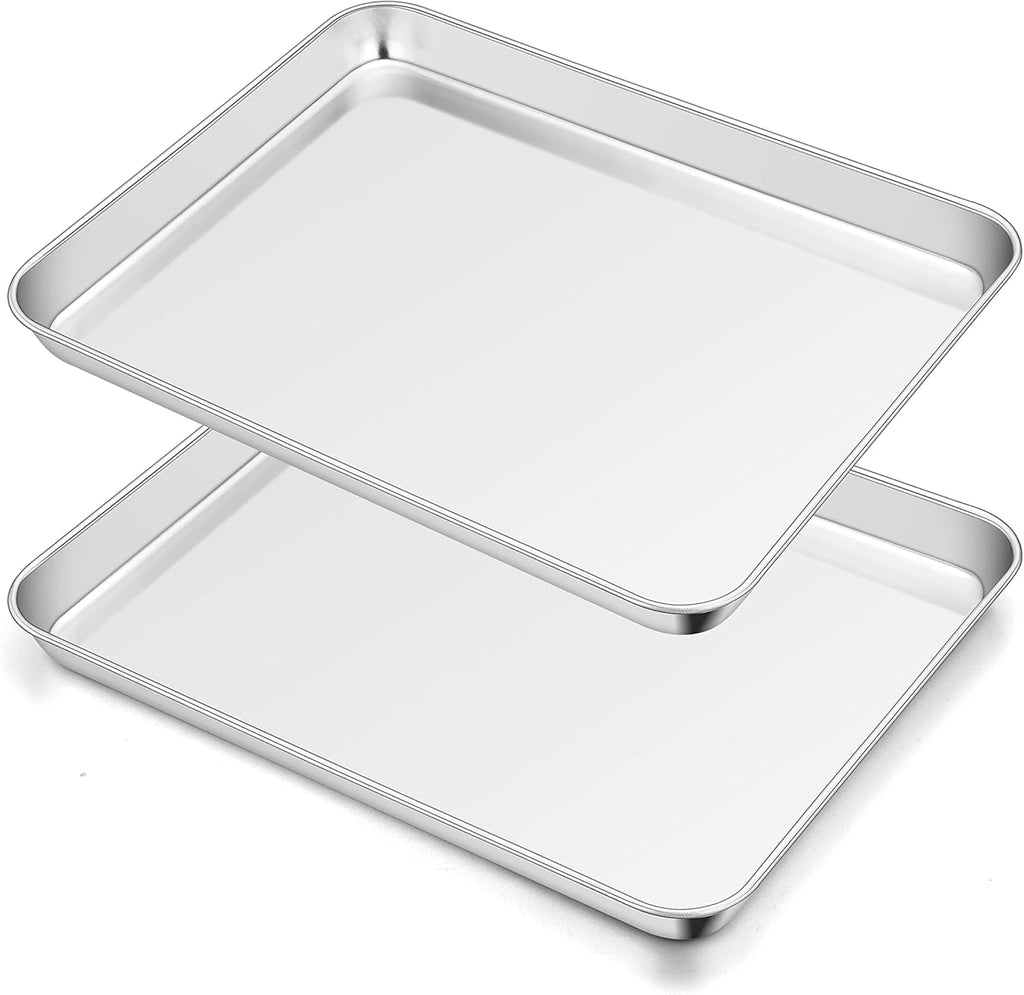 TeamFar Stainless Steel Toaster Oven Pan Set - Non-Toxic & Easy Clean | 12.5” x 9.5” x 1”