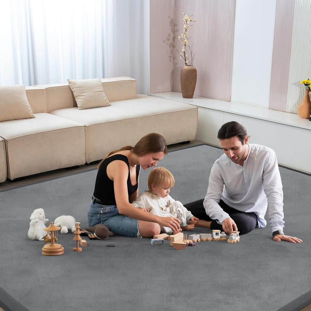Skiennix Baby Play Mat - Soft Memory Foam Crawling Rug for Infants & Toddlers - 50"x50" - Grey