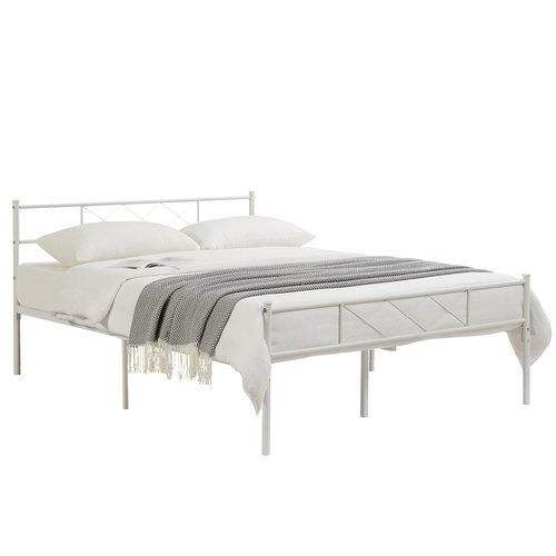 VECELO Full Size Bed Frame with Headboard, Heavy-Duty Platform Bedframe with Strong Metal Slats, No Box Spring Needed, Easy Assembly, White