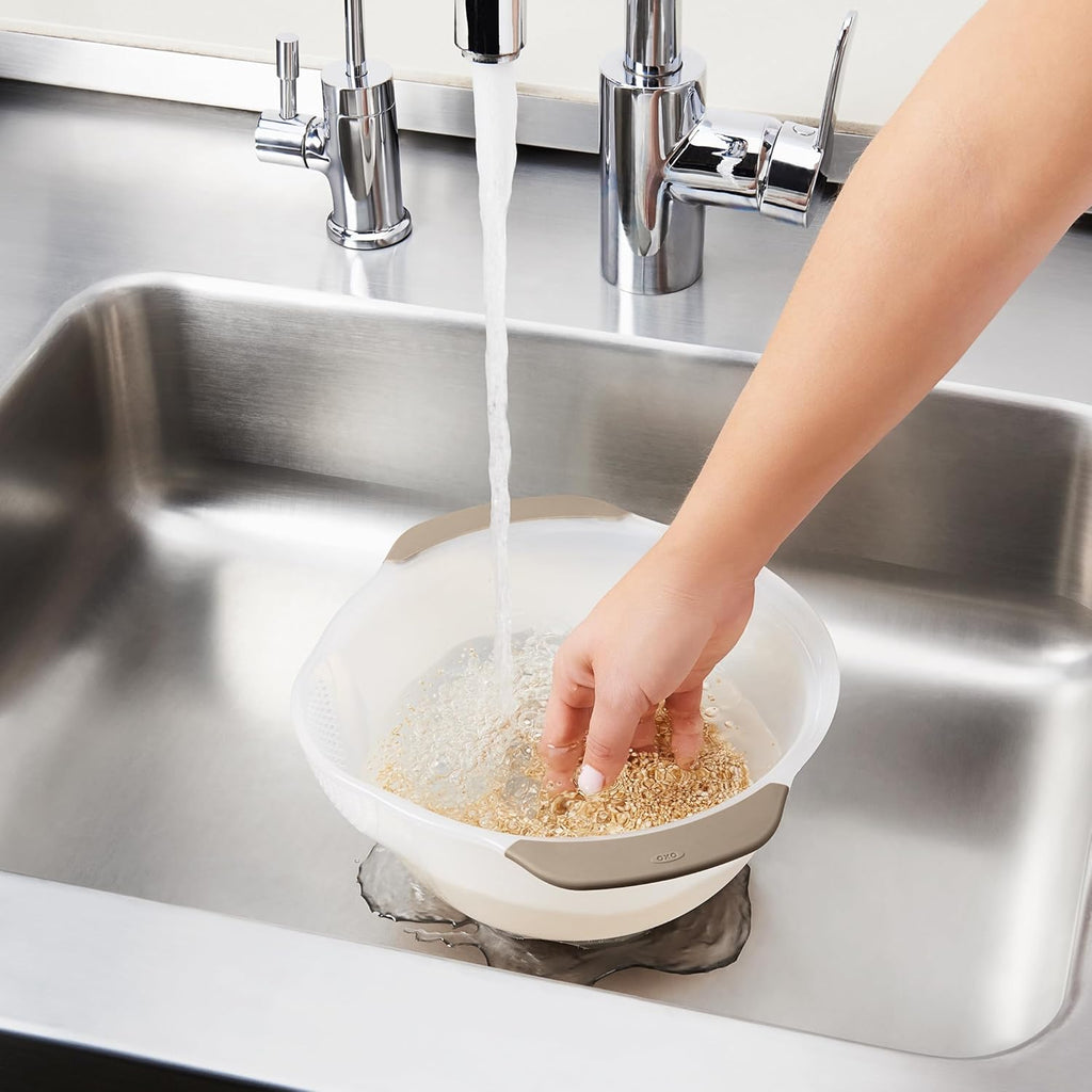 OXO Good Grips Colander - Efficiently Wash Rice & Small Grains | Durable Design for Easy Use