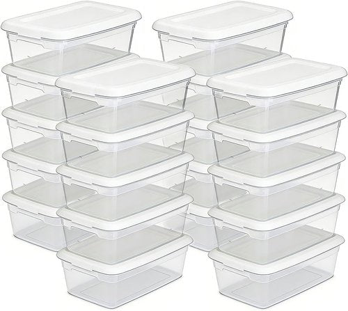 KKEATOY 6 Qt. Plastic Shoe Storage Box - Durable, Stackable & BPA-Free | Set of 20 Clear Bins