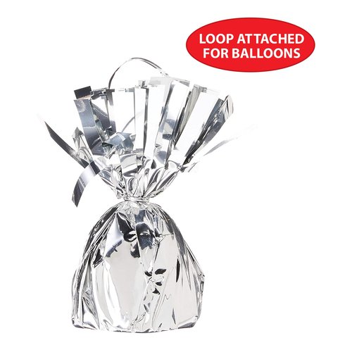 Beistle Metallic Wrapped Balloon Weight – 6 Pack, Silver Balloon Centerpiece Bouquet Holders, Party Decoration Accessories for Birthdays, Weddings, Graduations, and Retirement Celebrations, 6 Oz