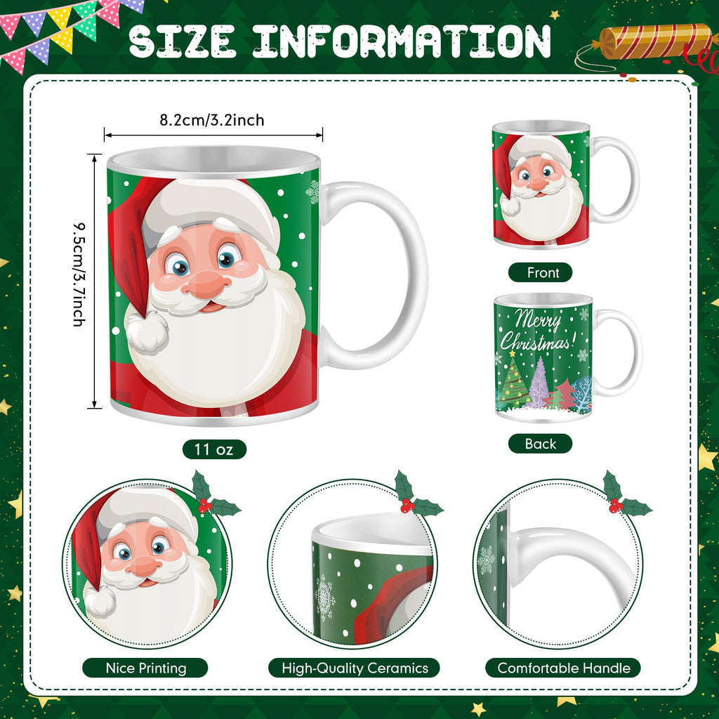 Tioncy Set of 16 Christmas Coffee Mugs Bulk 11 oz Holiday Ceramic Mugs Set with Handles Santa Xmas Tree Snowman Ceramic Coffee for Women Men Christmas Gifts Hot Tea Coffee