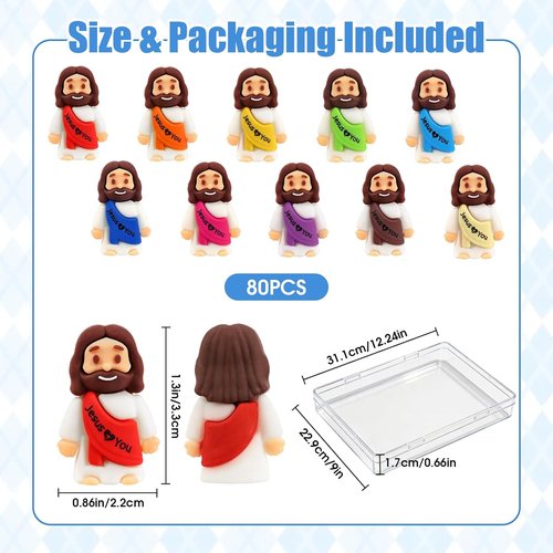 Little Jesus Figures by [Brand Name] - 80pcs Mini Jesus Figurines | Perfect for Easter Eggs & Baptism Favors