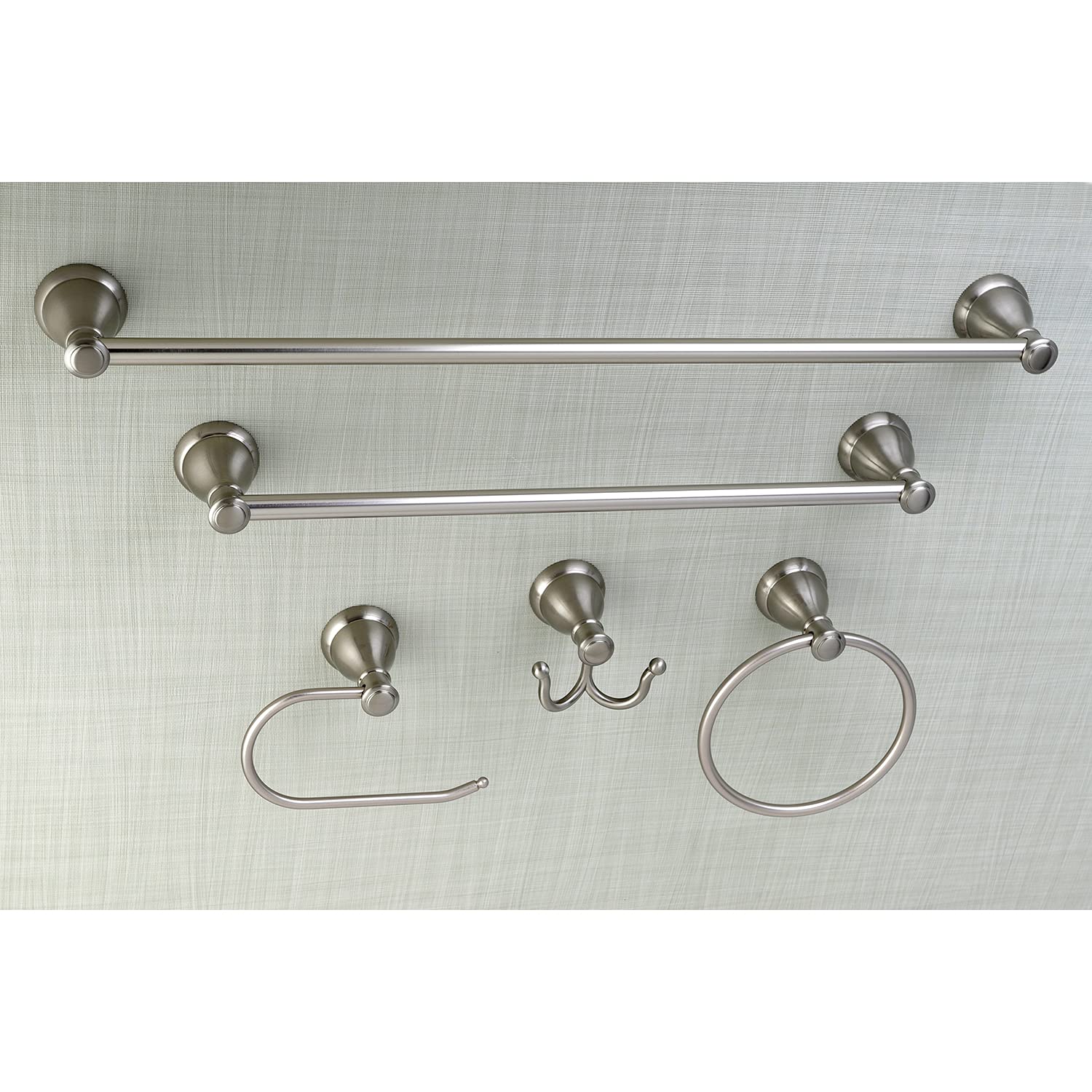 Kingston Brass BAHK5012478SN Mesa Verde 5-Piece 18-Inch and 24-Inch Towel Bars Bathroom Accessory Set in Brushed Nickel