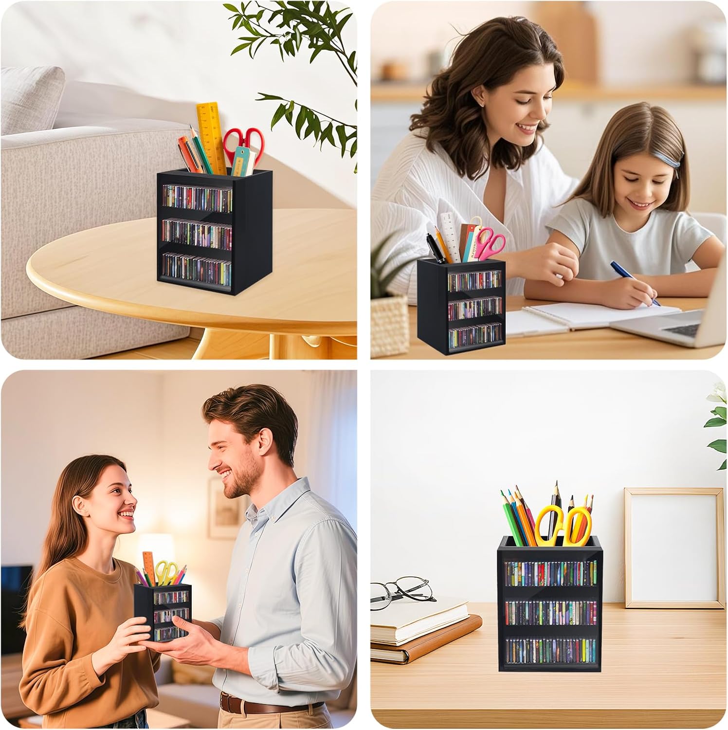 Skiennix Mini Bookshelf Ornament - 100pcs Miniature Library for Book Lovers | Black Bookmark Holder Decor