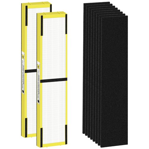 Pulluty FLT5000 Replacement Filter C for Germ-Guardian Air Purifier AC5000 AC5000E AC5250PT AC5350B AC5350BCA AC5350W AC5300B,2 True H13 HEPA Filters+8 Activated Carbon Pre-Filters