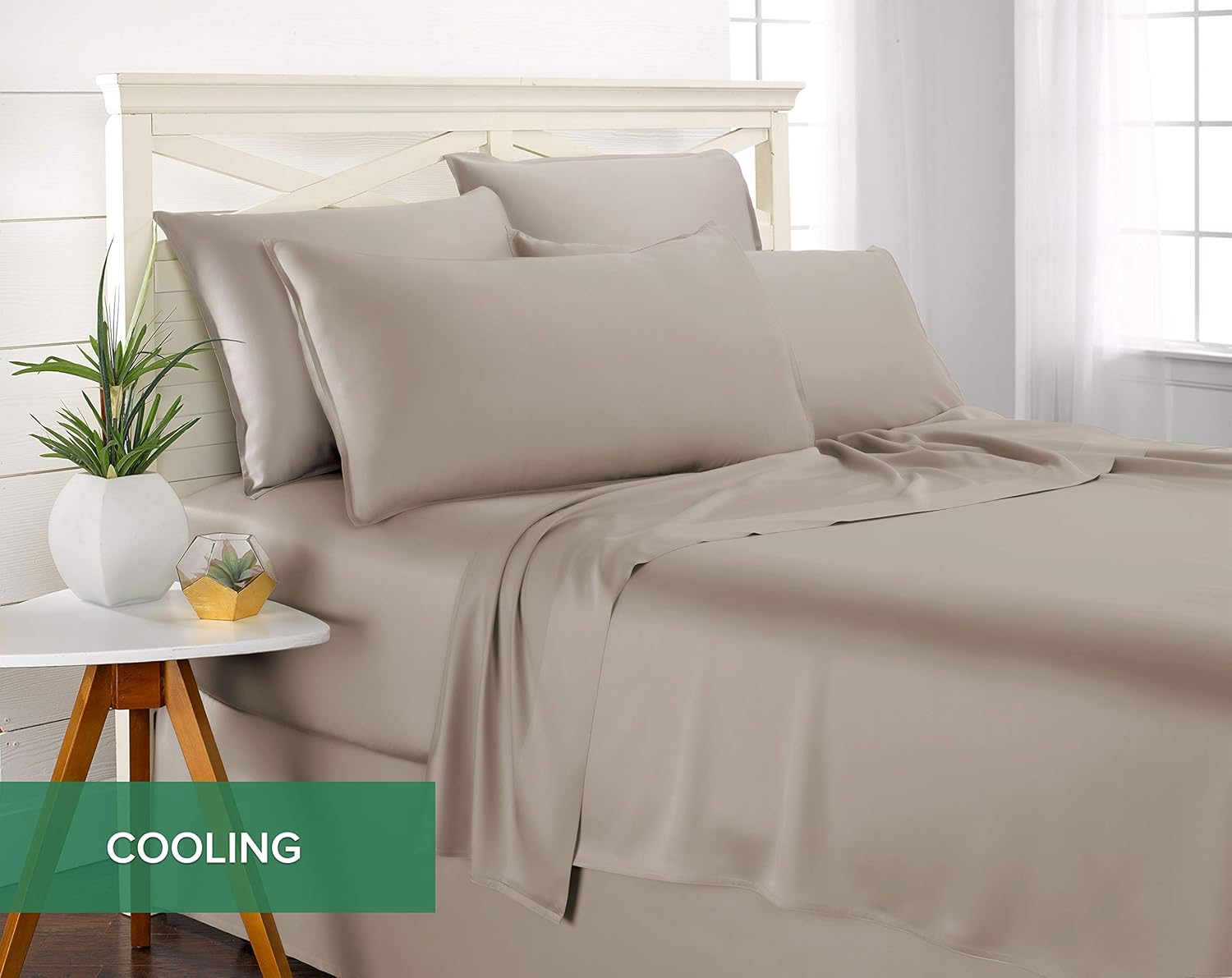 Pure Bamboo California King Sheets - 100% Organic Viscose Bed Sheet Set, Soft & Cooling (Sand)