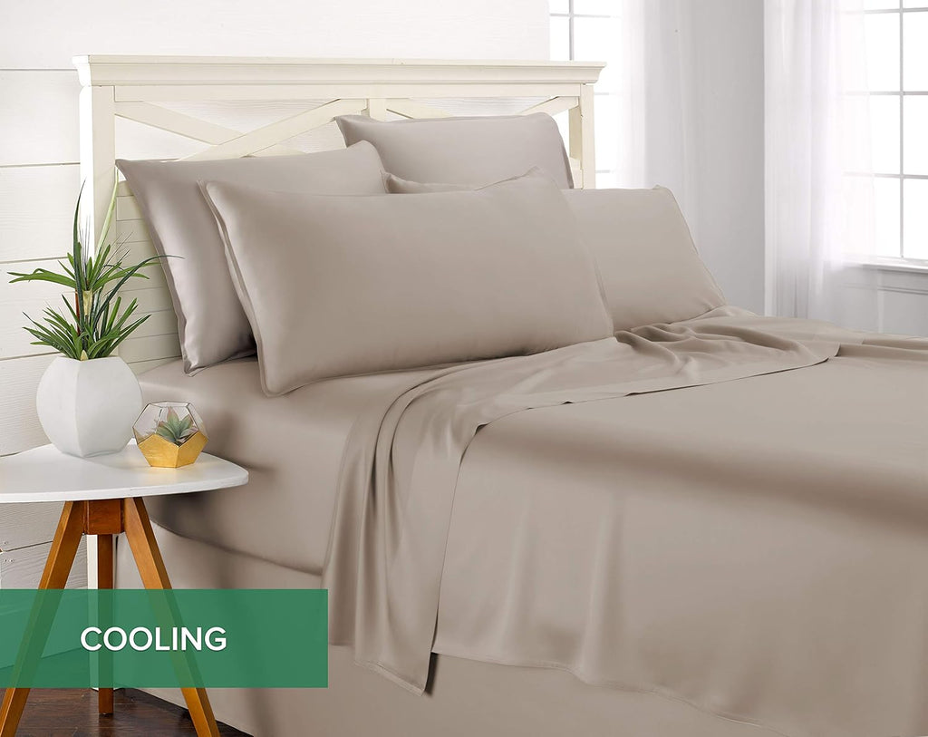 Pure Bamboo Twin Sheets - Luxuriously Soft 100% Organic Viscose Bed Sheet Set | Cooling Comfort, Sand Color