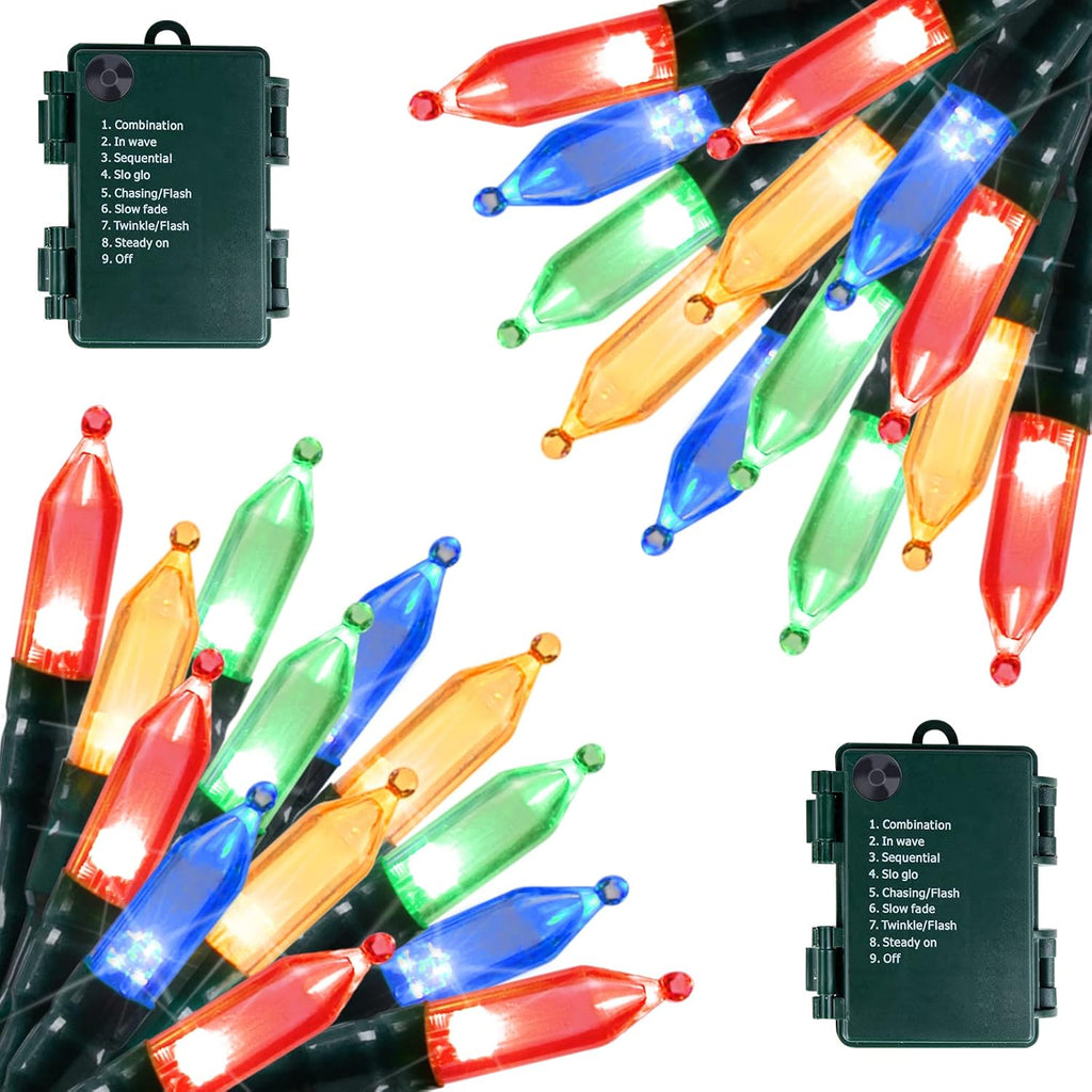 Skiennix Battery Operated Christmas Lights - 50 LED Mini String Lights | 18 Feet, 8 Modes, Waterproof for Indoor & Outdoor Holiday Decor