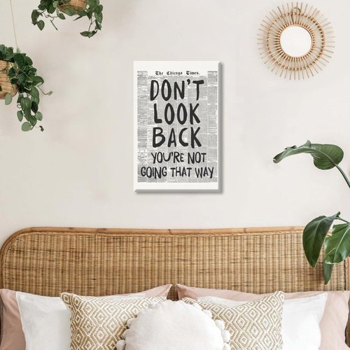 Don't Look Back - Black and White Retro Newspaper Wall Art by [Brand Name] | Inspirational Quote Poster for Preppy Aesthetic Room Decor - 8x12 Inch Unframed