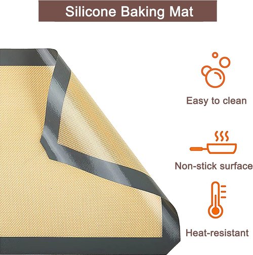 Inmorven Non-Stick Silicone Baking Mats - Food Safe Reusable Liner Sheets for Cookies & Pastries | 2-Pack
