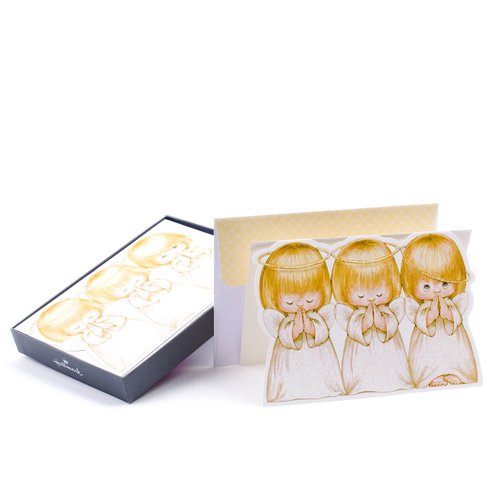 Hallmark Religious Christmas Boxed Cards, Three Angels (16 Cards and 17 Envelopes)