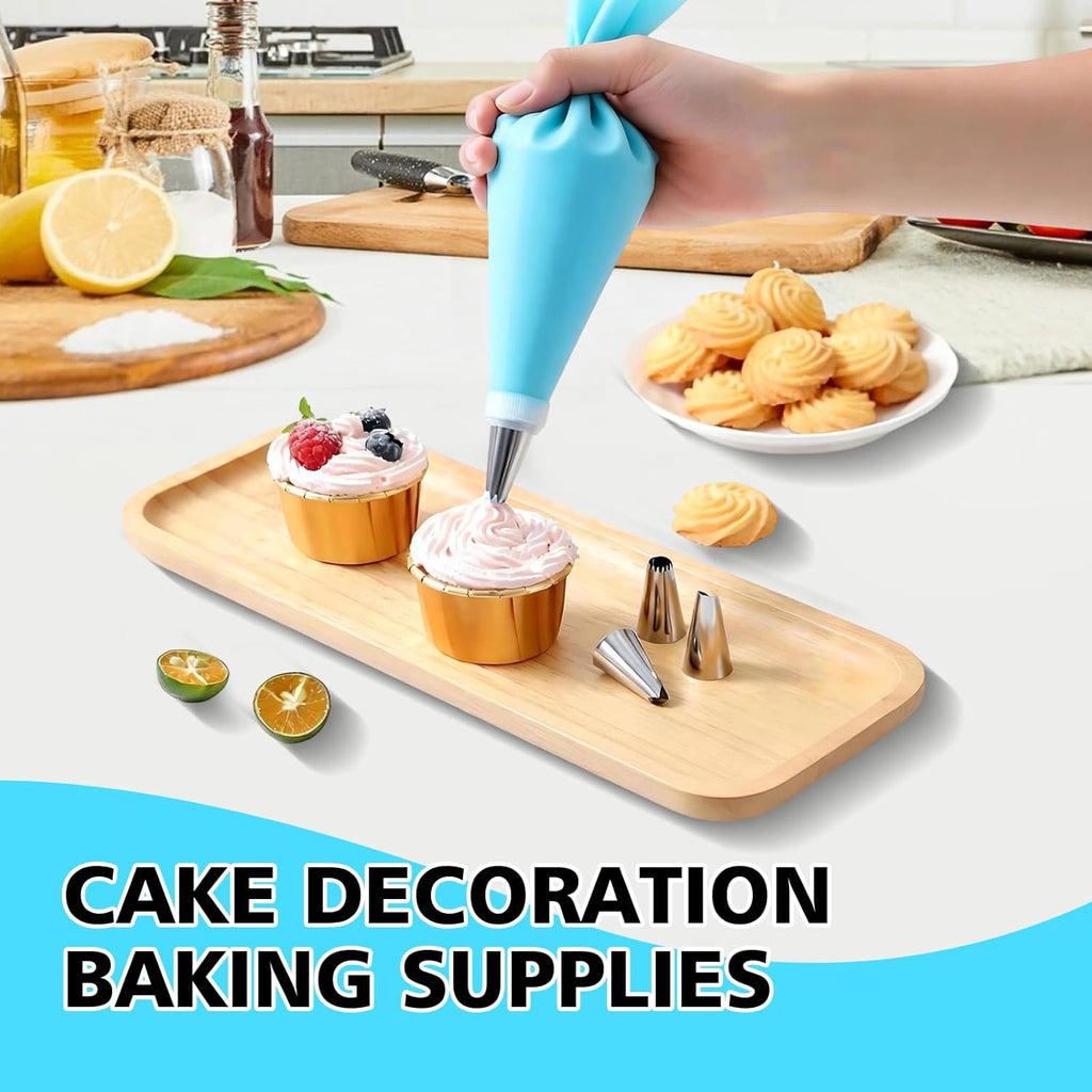 Skiennix Piping Bags and Tips Set - 245-Piece Cake Decorating Kit | 12-Inch Disposable Pastry Bags & Reusable Icing Tools for Cupcakes & Cookies