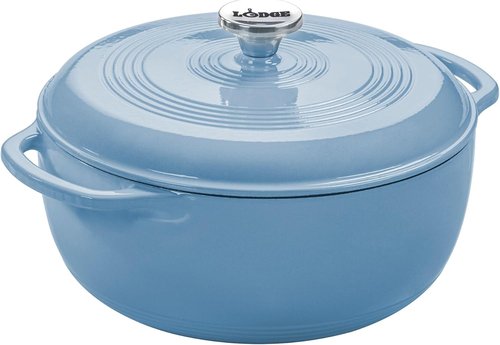 Lodge Enameled Cast Iron Dutch Oven | 3 Quart with Lid & Dual Handles - Oven Safe to 500°F - Storm Blue