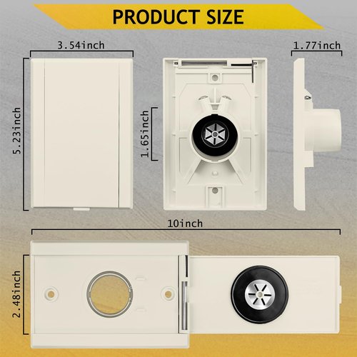 HASMX 775590A Central Vacuum Inlet Valve Plate, Low Voltage Wall Inlet Valve Replacement for Central Vacuum Systems - Almond (1-Pack)