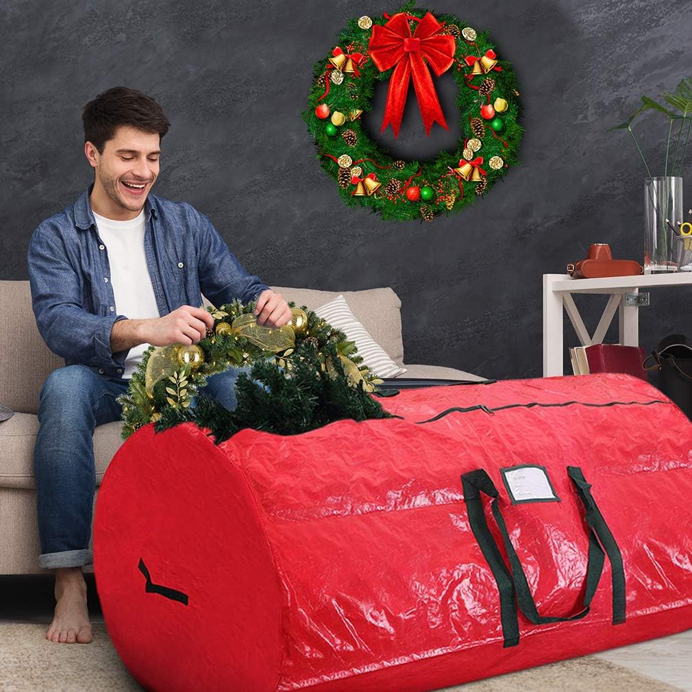 ProPik Christmas Tree Storage Bag - Fits Up to 7' Disassembled Holiday Tree | 52” X 30” X 30” with Zipper & Handles (Red)