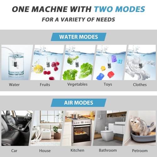 Ozone Generator 60,000mg/h & Ozone Generator Water 1000 mg/h High Capacity Smart Ozone Machine Odor Removal Commercial Ozone Odor Eliminator for Home, Smoke, Pet Odor, Car, Cleaning Fruits, Vegetables