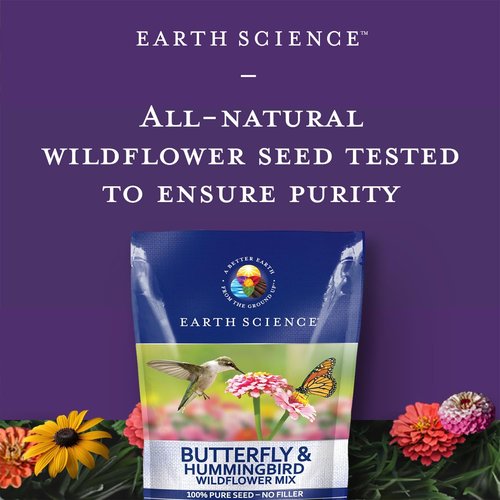 Earth Science Wildflower Seed Blend - Attract Bees, Butterflies & Hummingbirds - 4oz Non-GMO