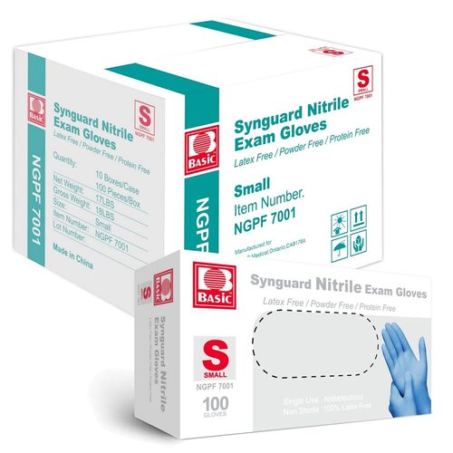 Jointown Basic Medical Blue Nitrile Exam Gloves - Latex-Free & Powder-Free - NGPF7001(Case of 1,000), Small