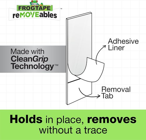 FrogTape reMOVEables Heavy Duty Wall Hooks - No Damage & Easy to Remove - White | Holds Up to 5 lbs (Pack of 1)