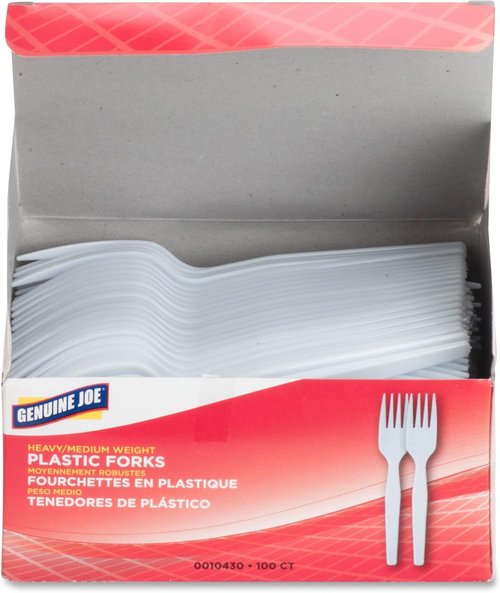 Genuine Joe Heavyweight Plastic Forks - Durable & Reliable | 100 Count Pack
