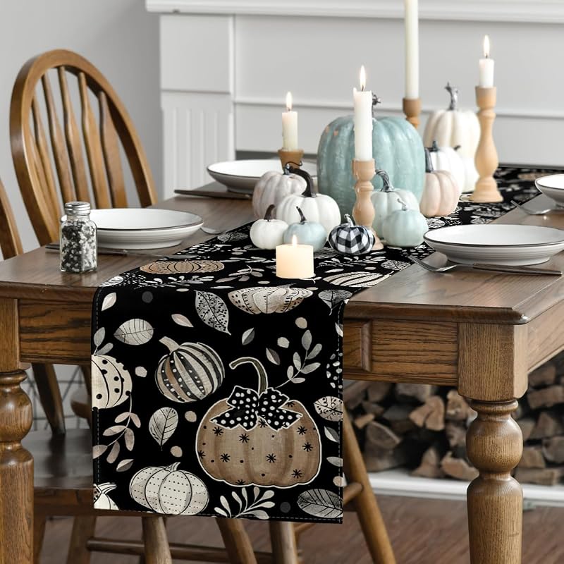 Artoid Mode 13x108 Inch Table Runner - 210 GSM Polyester, Black