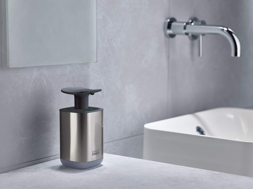 Joseph Joseph Presto Stainless-Steel Hygienic Easy-Push Soap Dispenser with Wide Pump, Stainless Steel/Gray