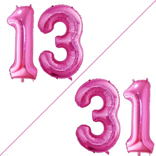 GOER Jumbo 42-Inch Number 13 Balloons - Sweet 13 Birthday Party Decorations in Hot Pink | Helium-Ready