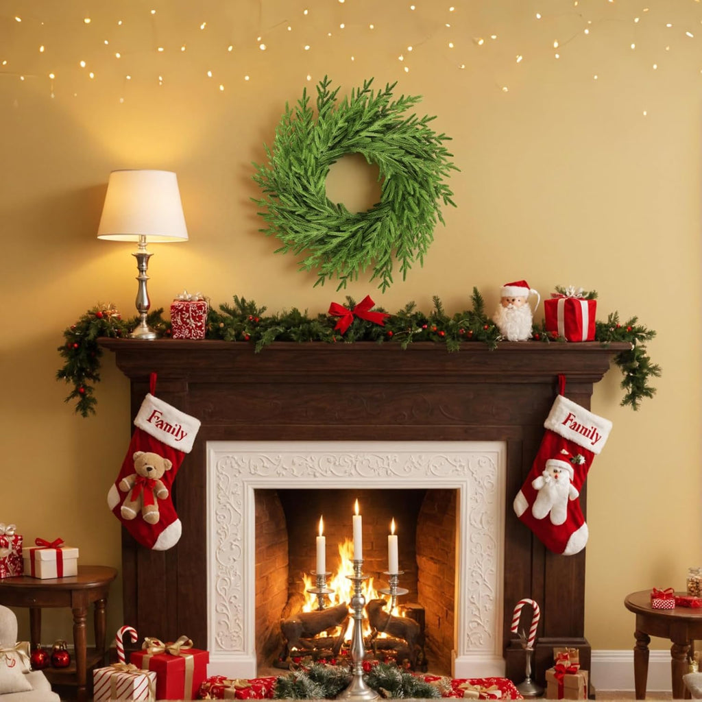 Regine Switzerland 26” Artificial Norfolk Pine Wreath - Real Touch Greenery for Year-Round Home Decor