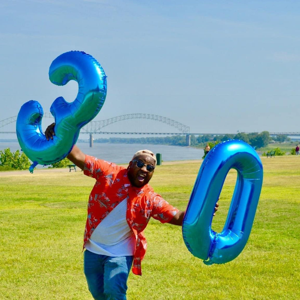 Skiennix 40-Inch Blue Foil Number 3 Balloon - Large Helium Balloon for Birthday & Graduation Celebrations