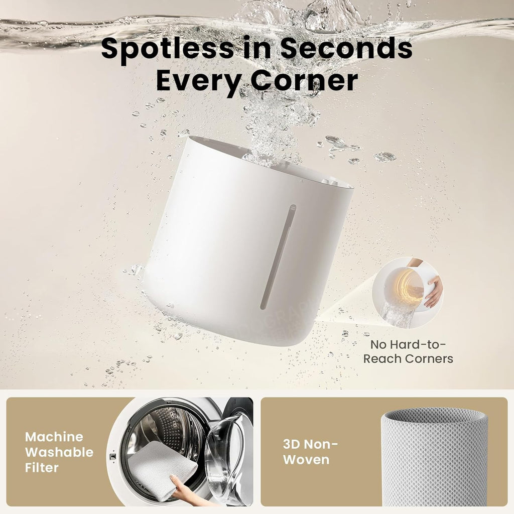 Provirtec MistFree Evaporative Humidifier - 3L Capacity, Auto Humidity Control, Night Light & Easy Clean Tank