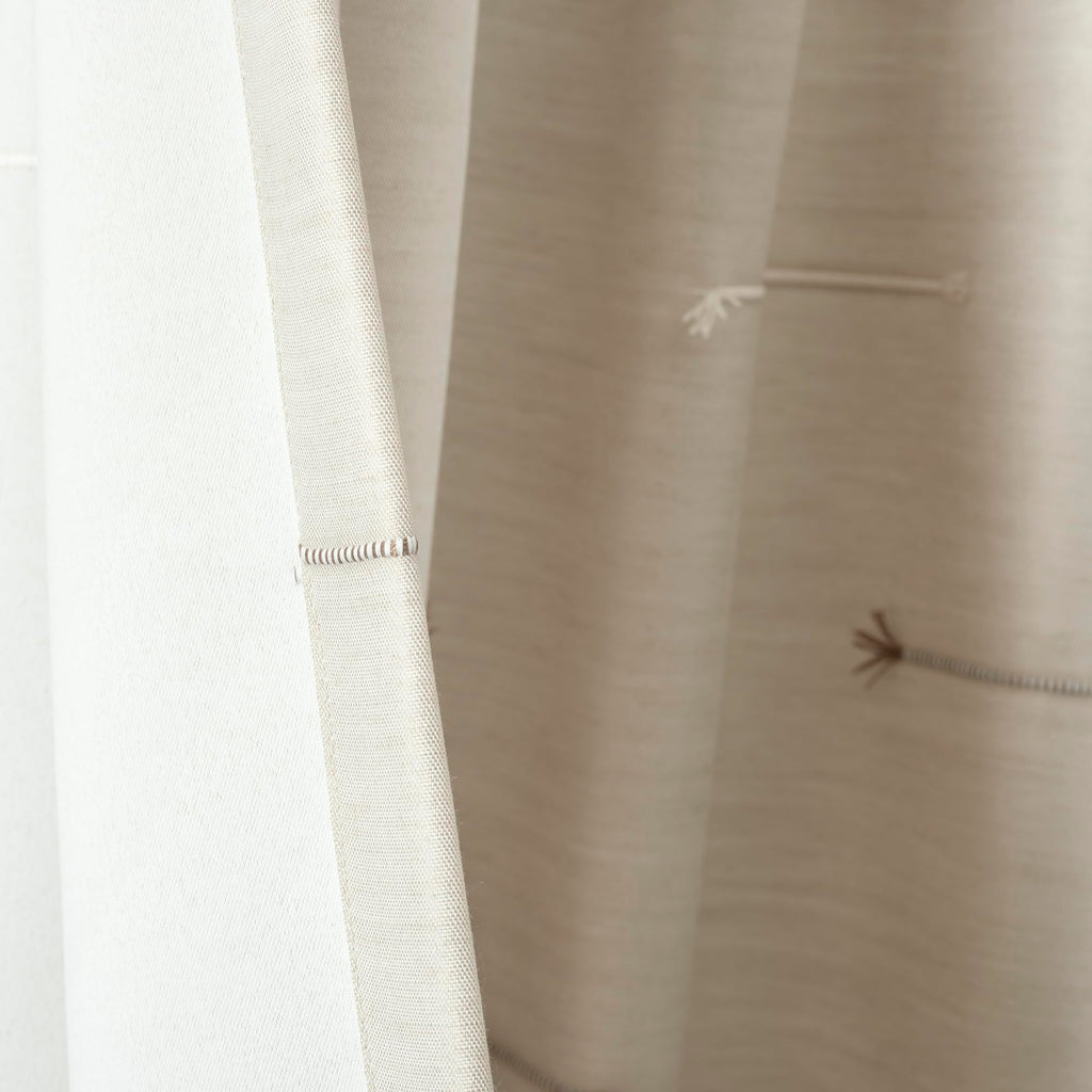 Lush Decor Boho Stripe Clip Jacquard Window Curtain Panels Pair 42" W x 84" L Neutral & Brown - Beige Curtains for Living Room - Modern Bedroom Curtains
