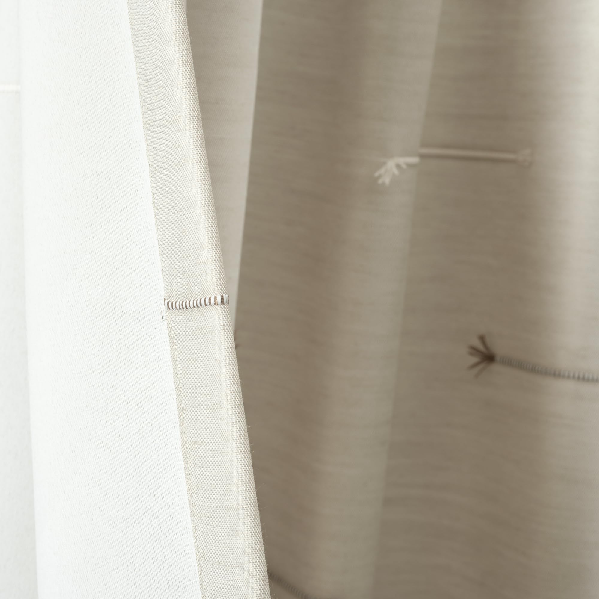 Lush Decor Boho Stripe Clip Jacquard Window Curtain Panels Pair 42" W x 84" L Neutral & Brown - Beige Curtains for Living Room - Modern Bedroom Curtains