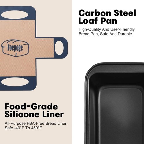 Loaf Pan Set by [Brand Name] - Nonstick 9 x 5 Inch Bread Pans with Liners for Easy Baking | Perfect for Sourdough & Banana Bread