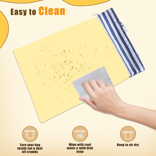 2 Pack Beeswax Bread Bags for Homemade Bread, Sourdough, Reusable Bread Bag XL Eco-Friendly Fresh Food Storage with Buckle & Zipper, Moisture Lock, Keeps Bakes Fresh Longer