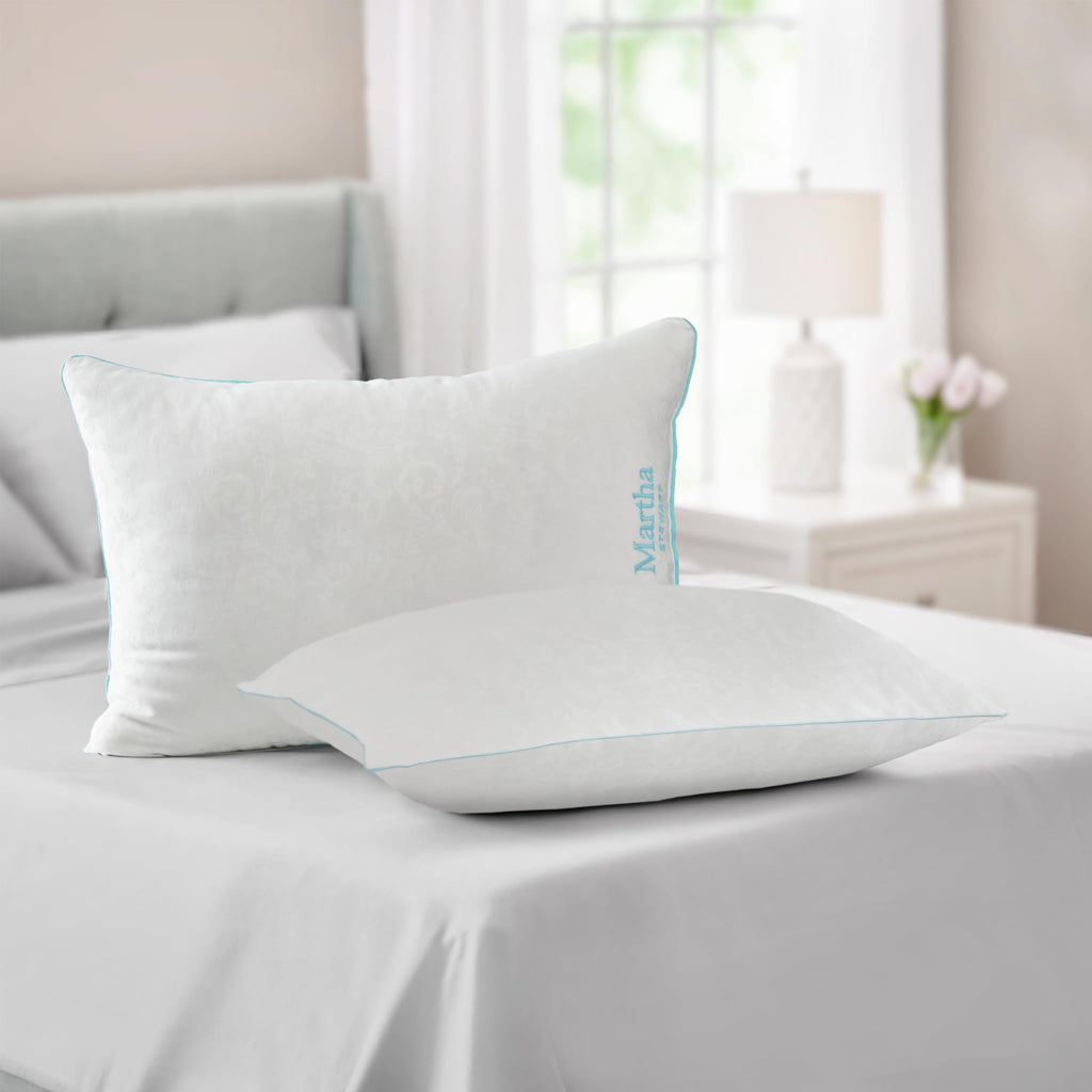 Martha Stewart Heriloom Jacquard Down Alternative Pillows, King Size Set of 2 - Medium Support for Stomach, Back and Side Sleepers